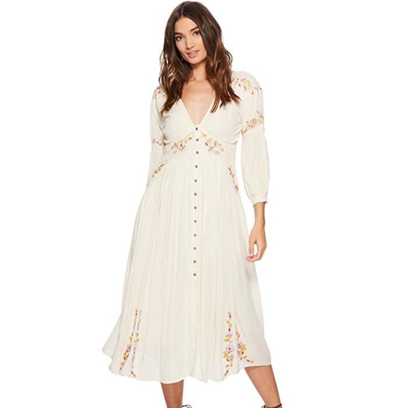 We The Free Cream Floral Midi Dress - Picture 2 of 11